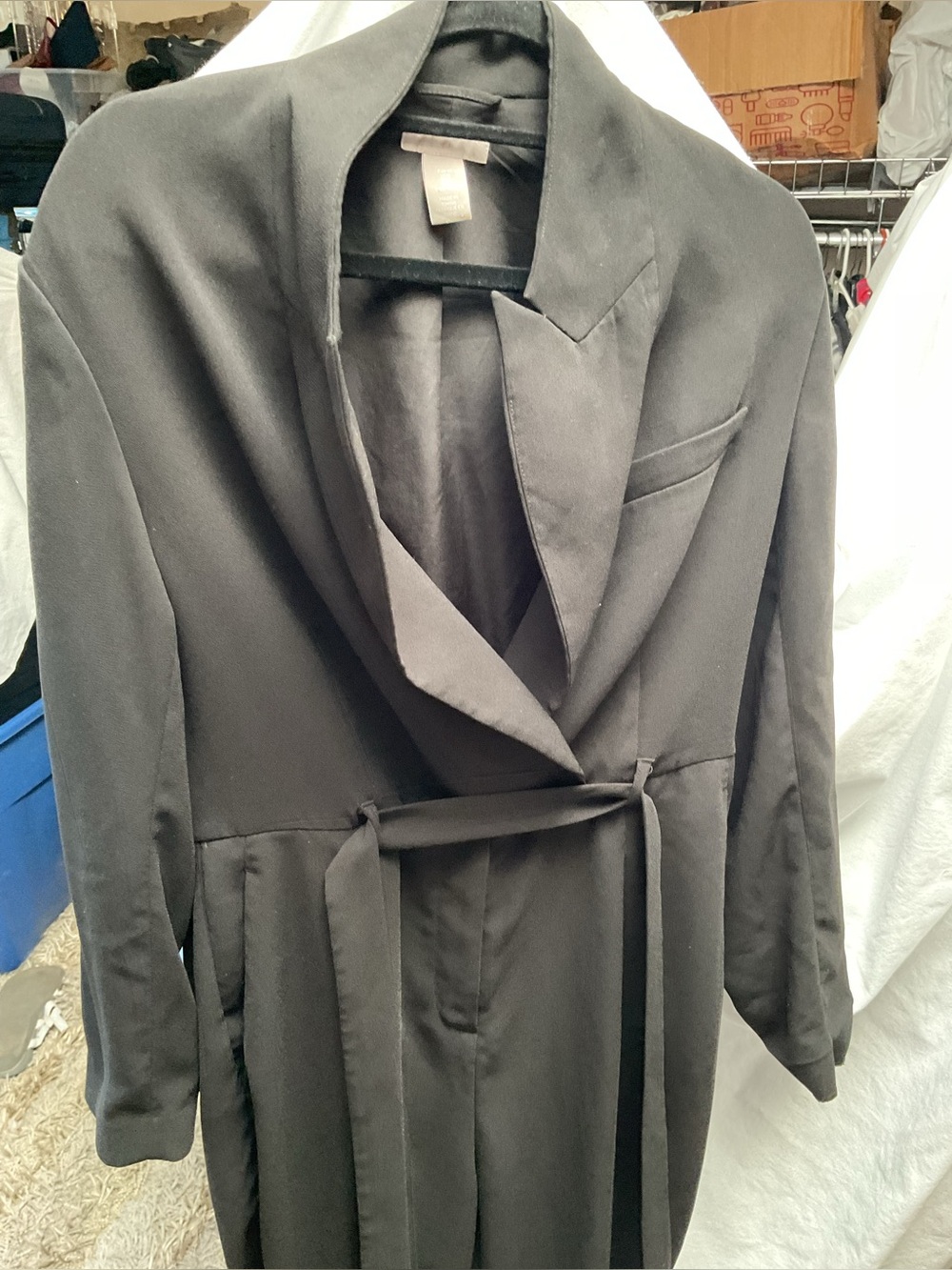 H&M Black Belted Long Blazer jumpsuit